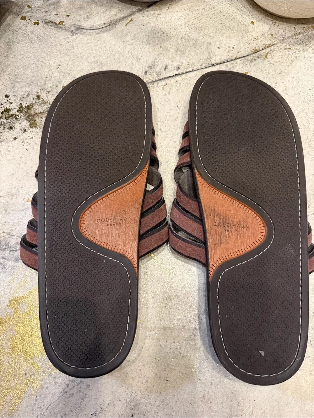 Cole Haan Men's Brown Woven Leather Slide Sandals
